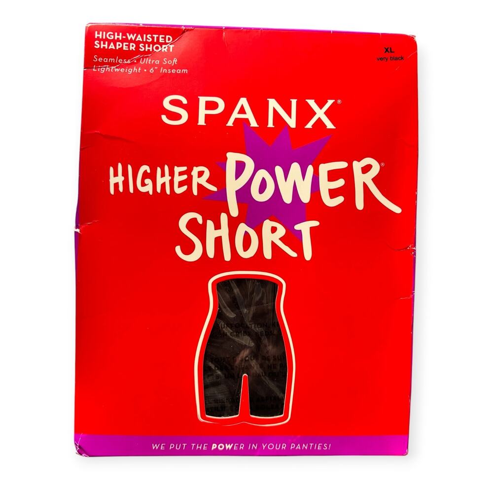 SPANX Higher Power Short XL Black High Waist Shapewear 6" Inseam Black NWT